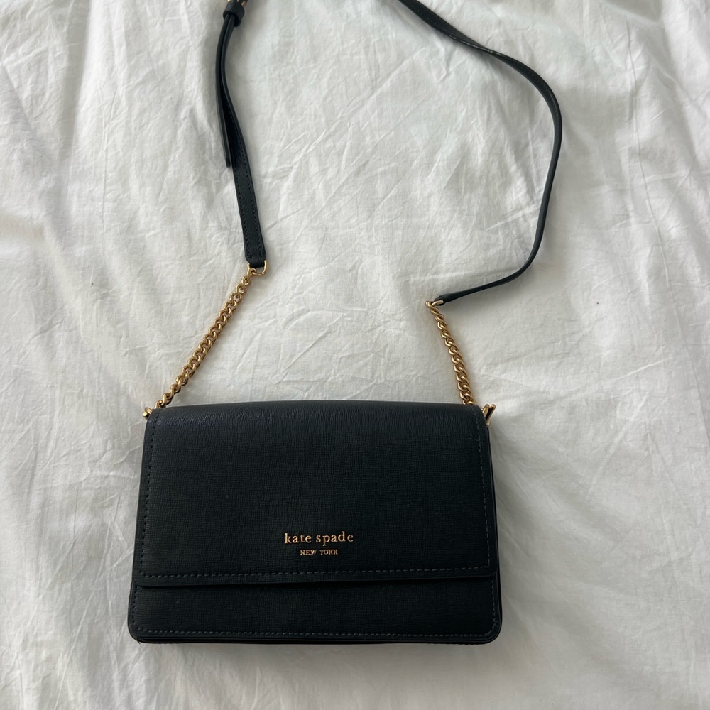 Kate Spade Black Crossbody with Gold Chain